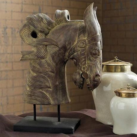 Carved Wooden Horse Head design by Tozai Home