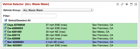 Sample Vehicle Selector Dashlet