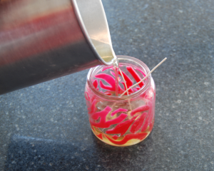 pouring a zebra candle