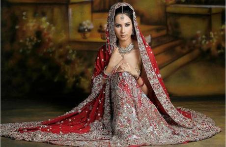 Indian bride in traditional indian wedding gown
