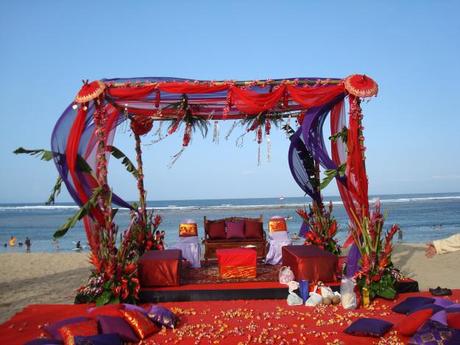 Indian wedding altar on beach