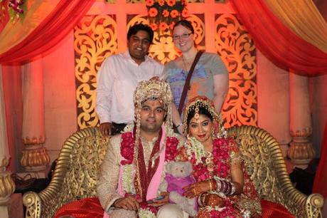 Indian bride and groom with bridesmaid and groomsman