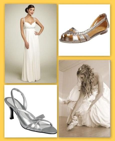 Brides and wedding shoes collage