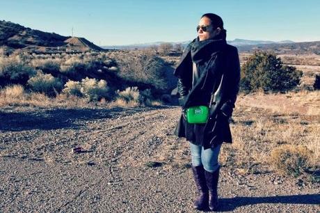 Taos Pueblo, New Mexico, Hobbs Jacket, Gucci Scarf, Michael Kors bag, Ecco boots, Miss Sixty Jeans, Tanvii.com