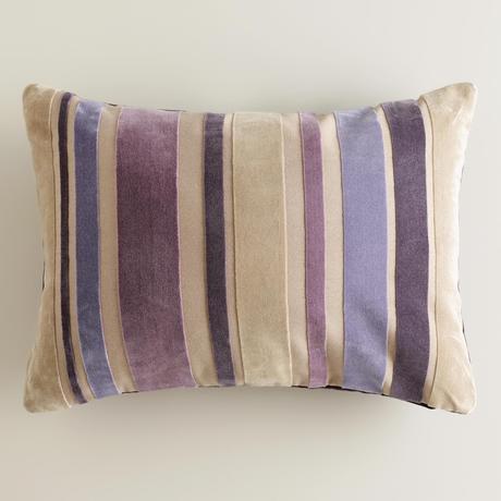 Purple Stripe Velvet Lumbar Pillow