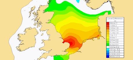 HR Wallingford’s model predictions of an example major storm surge event around the UK coastline.