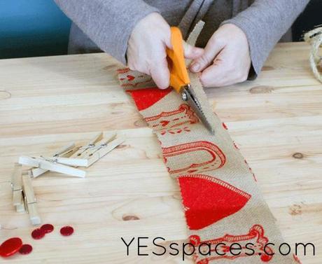 garland cut strips DIY: How to Make Simple Burlap Pennants for Less than $20