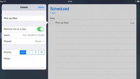 Reminders on iPad in iOS 7. 