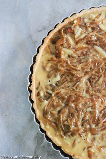 Caramelized Onion Tart with Emmenthal Cheese and Bacon