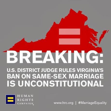 Federal Judge Overturns Virginia Ban On Same-Sex Marriage