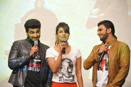 Ranveer Singh, Arjun Kapoor and Priyanka Chopra During Gunday Promotions