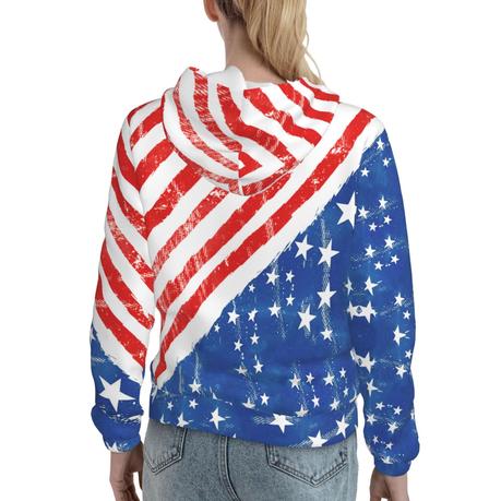 thumbnail image 3 of American Flag And Bald Eagle Novelty Women Hoodies 3D Printed Pullover Long Sleeve Hooded Sweatshirt with Pocket，S, 3 of 5