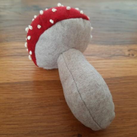 Mushroom plush as Autumn decoration