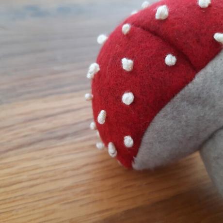 Mushroom plush as Autumn decoration