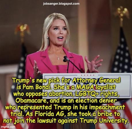 Gaetz Is Out - Trump's Second Choice Is Pam Bondi