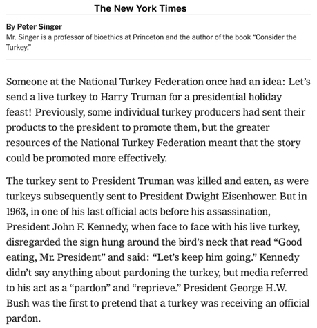 The Pardoning Of Turkeys