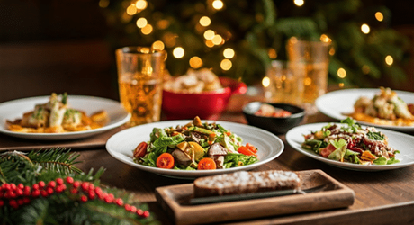 Beautifully arranged Christmas lunch table