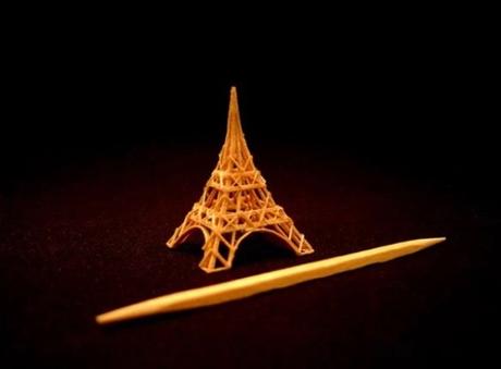 Eiffel Tower Toothpick Sculpture by Steven Backman