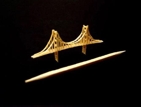 Golden Gate Bridge Toothpick Sculpture by Steven Backman