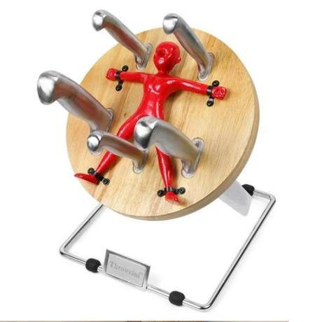 Knife block as a circus knife throwing wheel