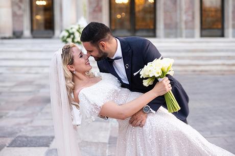 Romantic summer wedding with white calla lilies | Eleni & Panos