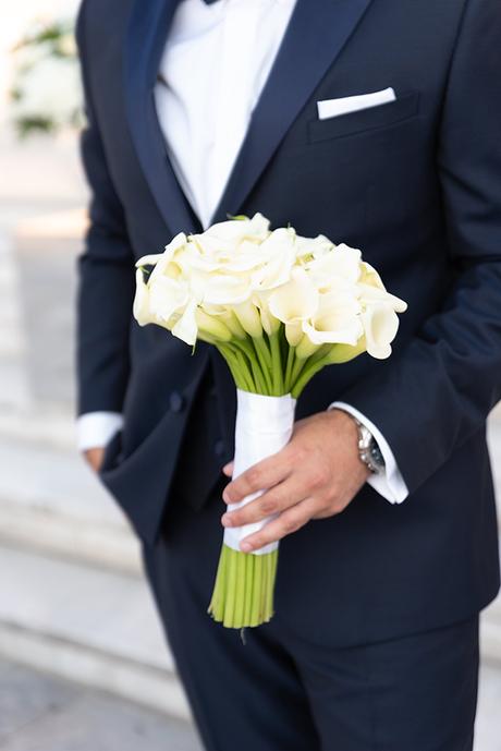 Romantic summer wedding with white calla lilies | Eleni & Panos