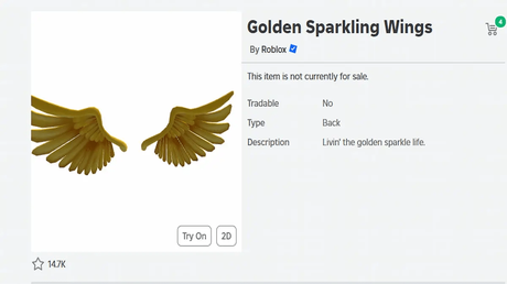 Roblox Golden Sparkling Wings