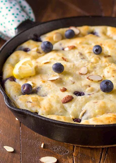 a dutch baby pancake in a skillet 