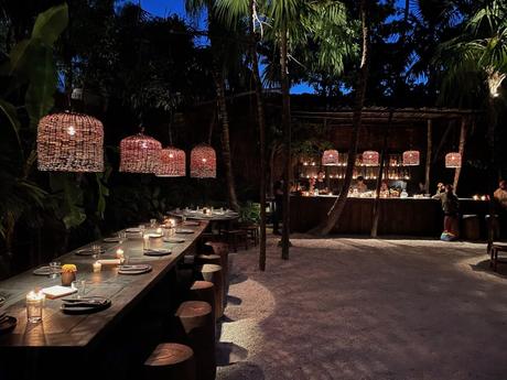 Another view of the outdoor dining space in Tulum.