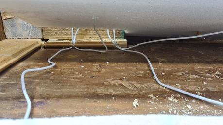 A Nativity diorama inside an antique steamer trunk (part 2, crafting the terrain) Making the landscape for our Christmas nativity diorama inside the steamer trunk: the electric wiring