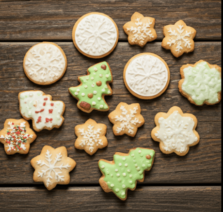 Assorted Christmas cookies on table