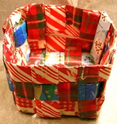 Paper bin Made with used wrapping paper