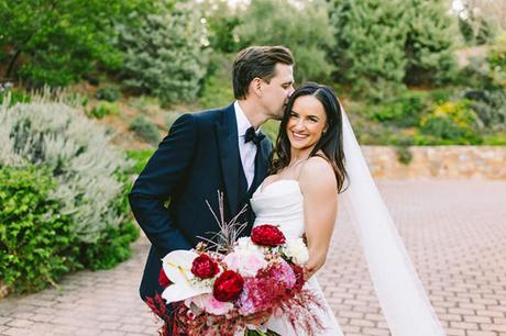 Fall wedding with romantic shades of red and pink | Georgia & Thomas