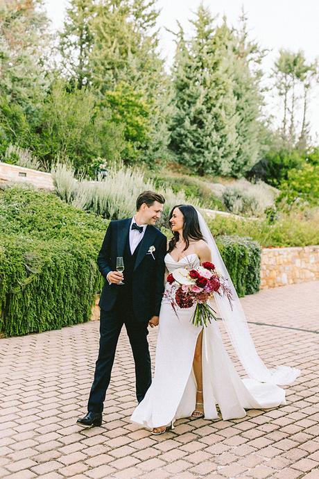 Fall wedding with romantic shades of red and pink | Georgia & Thomas