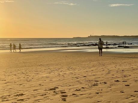 Alex Tiffany walking oon the beach at Conil de la Frontera on the on the Costa de la Luz at golden hour