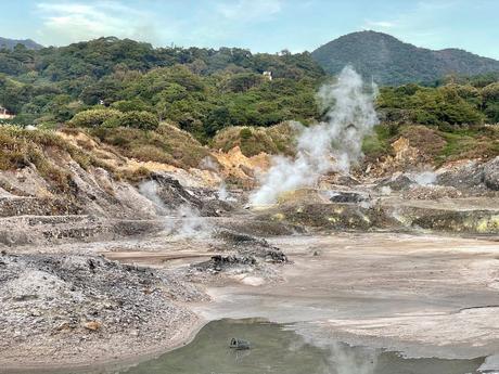 Steam rising from volcanic vents at Sulfur Valley Recreation Area in Yangmingshan National Park