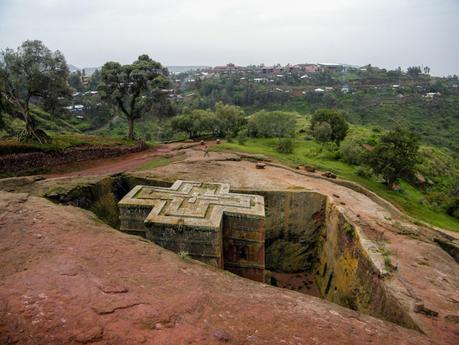 View of the famous Rock-hewn Church of St George in Lalibela, Ethiopia