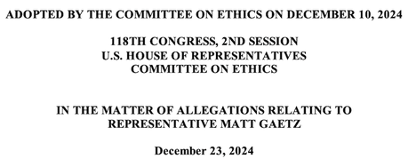 The Findings Of The House Ethics Committee On Gaetz