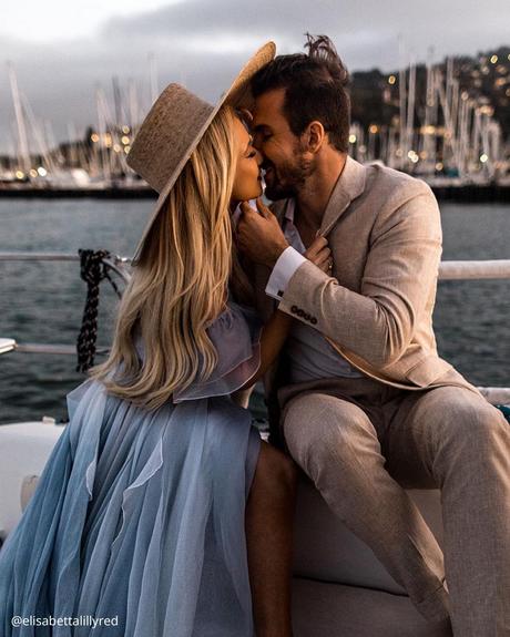 wedding transportation kissingg wedding couple sitting in the ship