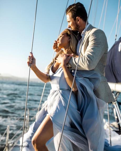 wedding transportation wedding couple on the ferry