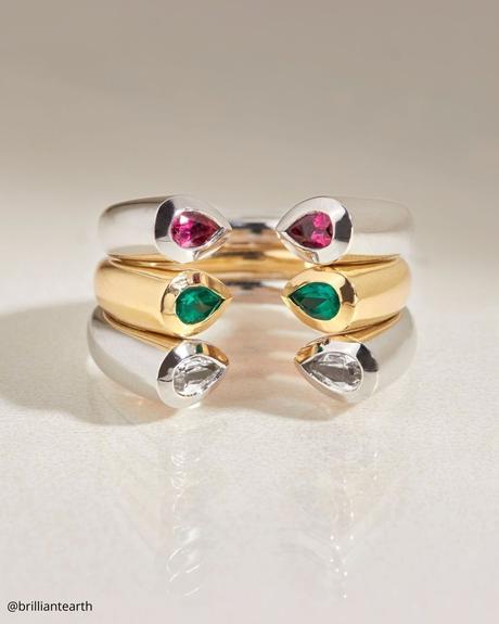The Heart of an Ethical Promise: More Than Just a Ring ethical engagement rings unique gold ring two bezel set pear shaped lab emeralds brilliantearth