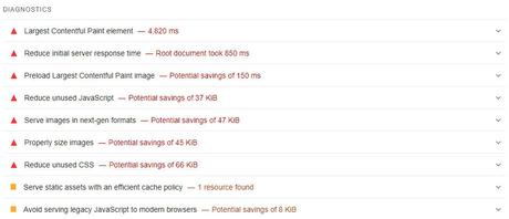 Google PageSpeed Insights report