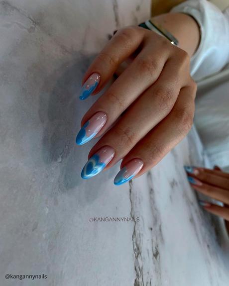 french tip nails light blue kangannynails