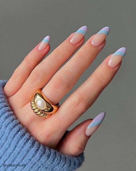 french tip nails purple blue amberjhnails