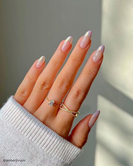 french tip nails elegant rainbow sparkling amberjhnails