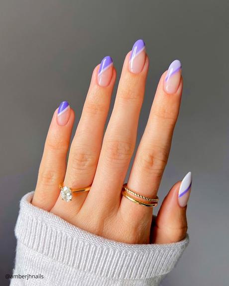 french tip nails creative purple white amberjhnails