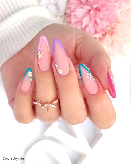 french tip nails colorful cute nailssbykate