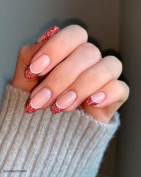 french tip nails glossy red amberjhnails