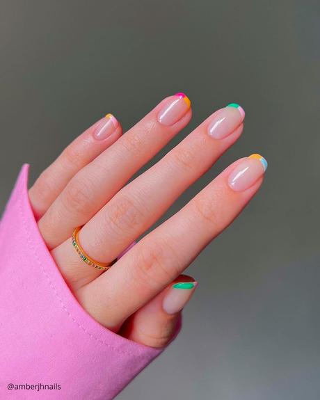 french tip nails colorful amberjhnails