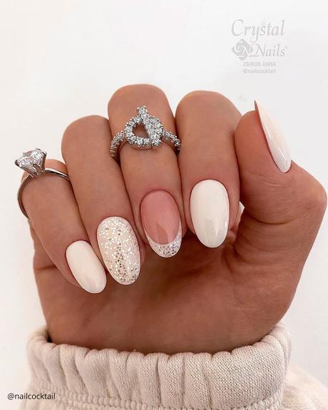 french tip nails white and glitter nailcocktail